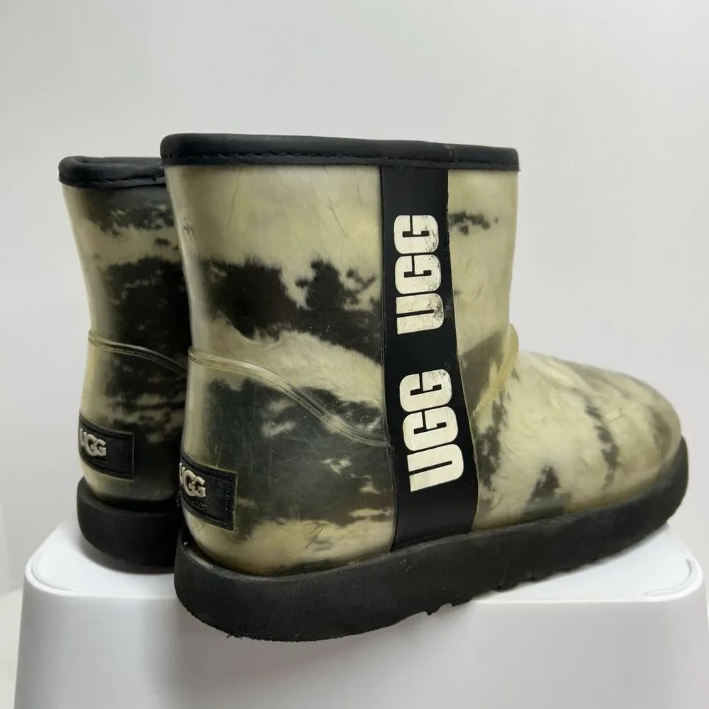 🔥UGG Classic Clear Women's Round Toe Waterproof Slip On Ankle Rain Snow Boots 7